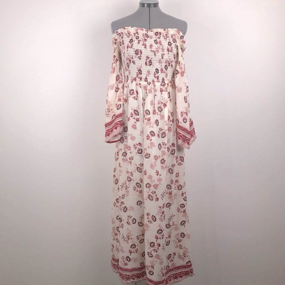 Altar’d State Cream/ Red Floral Off Shoulder Dress NEW - Picture 11 of 16